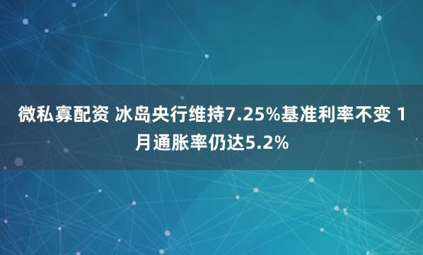 微私寡配资 冰岛央行维持7.25%基准利率不变 1月通胀率仍达5.2%